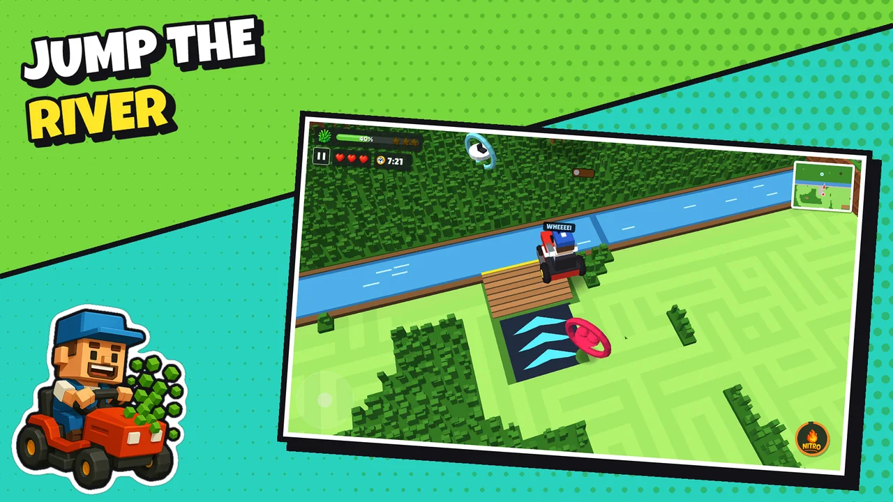 Jump the river: a ramp and dash pads over a stream