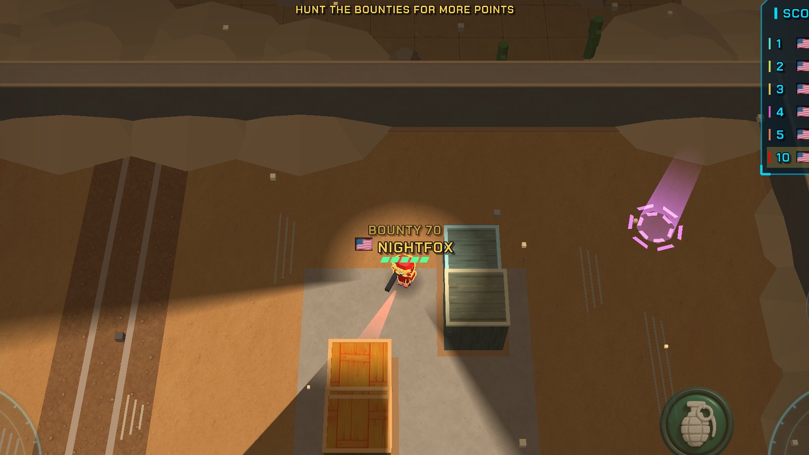 A gold BOUNTY label over a player's head, the bounty on the live board