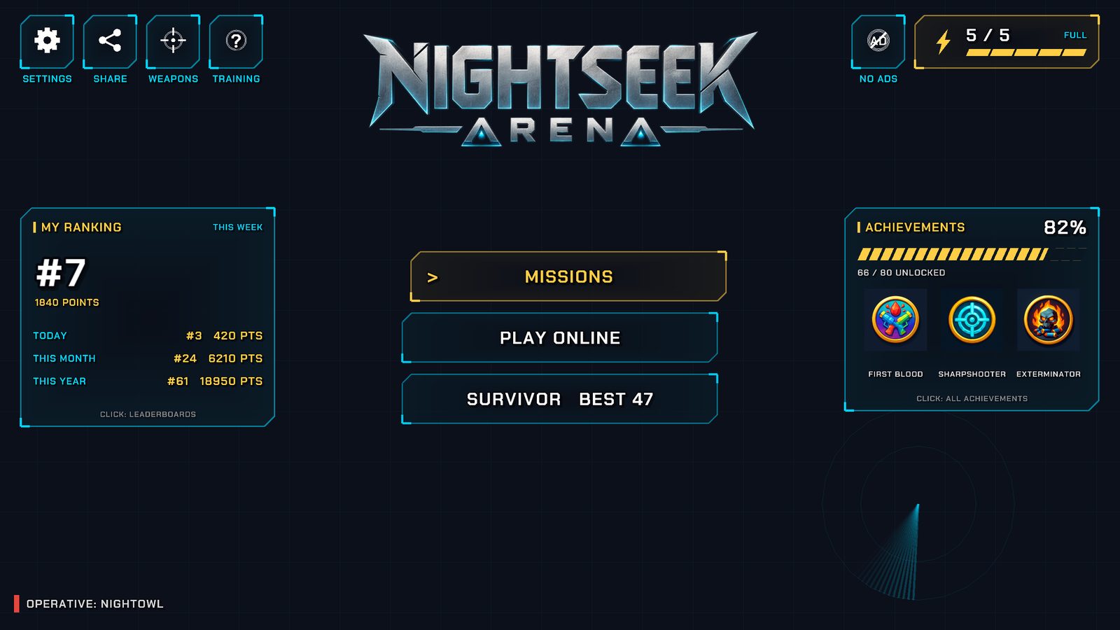 Main menu