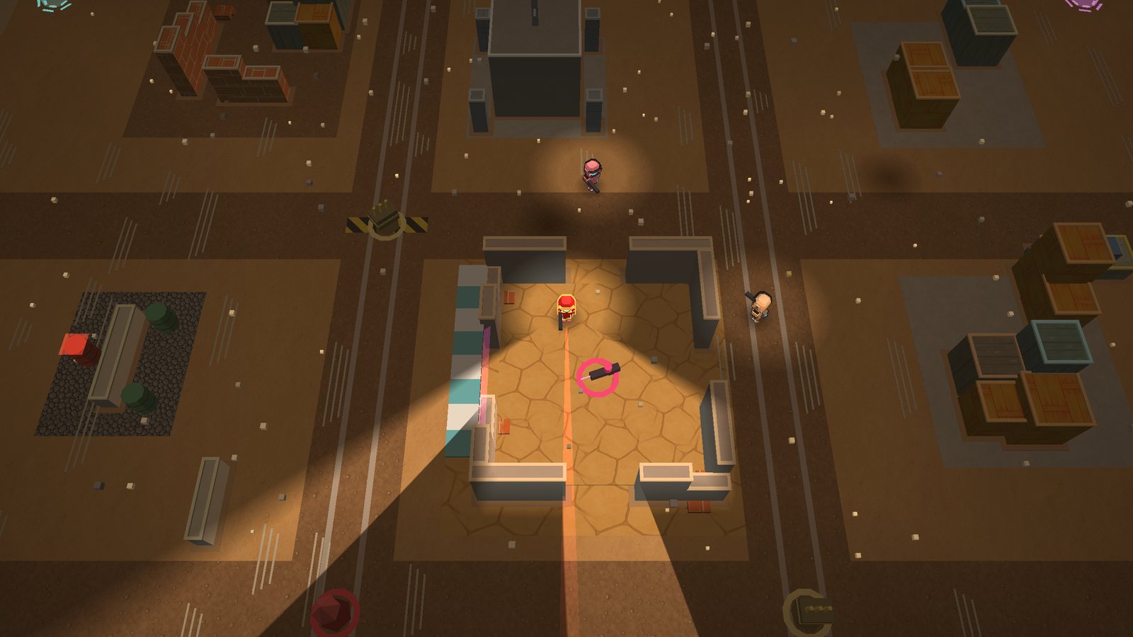 The Open Arena: a fight in the desert outpost, the live points board at the top